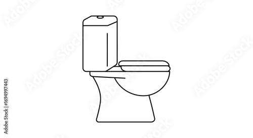 a simple line drawing of a toilet with distinct features silhouette