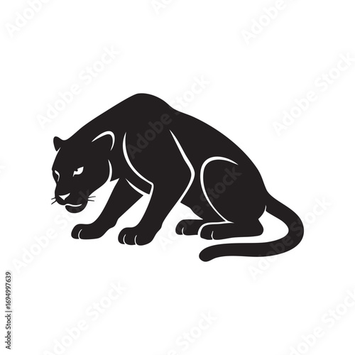 Sleek Silhouette A Black Panther Poised for Action, Symbolizing Stealth and Power in a Striking Vector Illustration