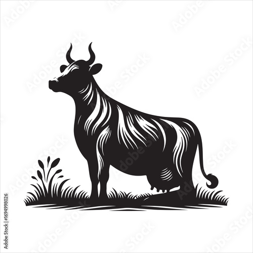 siting beautiful caw  Silhouette Vector Art, and Graphic, vector black color silhouette 