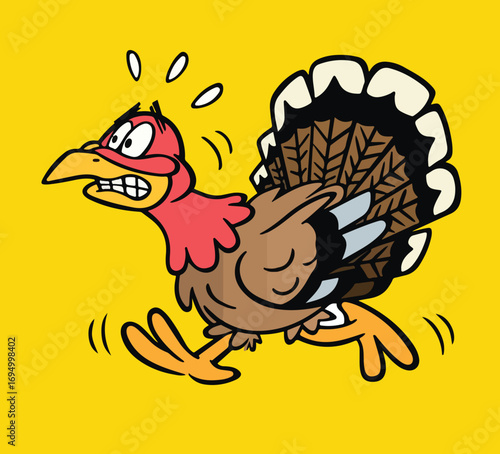 Funny Crazy Cartoon Chickens vector Illustration Set