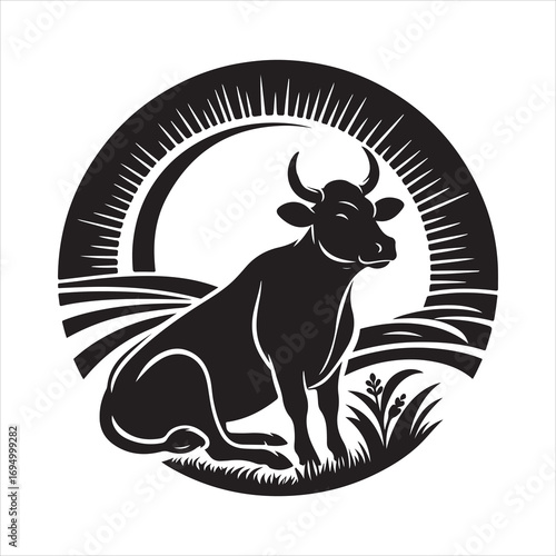 siting beautiful caw  Silhouette Vector Art, and Graphic, vector black color silhouette 