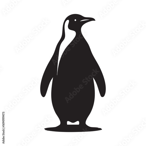 Silhouette of an Emperor Penguin Standing Tall A Minimalist Black and White Illustration of Antarctic Wildlife Icon