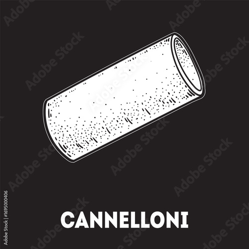 Pasta cannelloni sketch. Italian food. Hand drawn vector illustration. Cannelloni pasta Engraved style. Detailed black and white illustration.