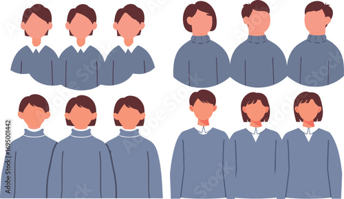 Editable Vector Illustration of Diverse Team Avatar Collection Embracing Inclusivity and Unity Across Roles in Clean Style.
