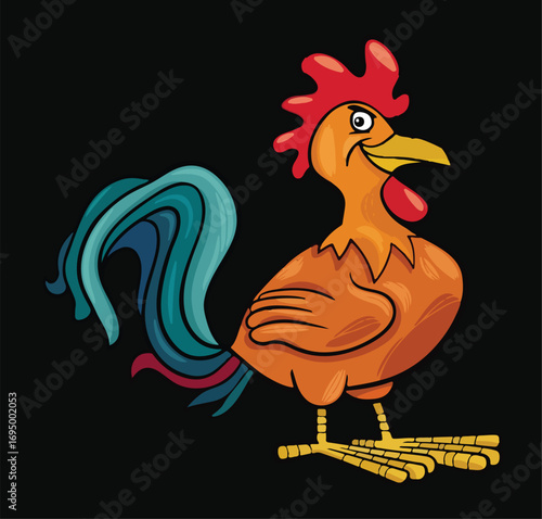 Funny Crazy Cartoon Chickens vector Illustration Set