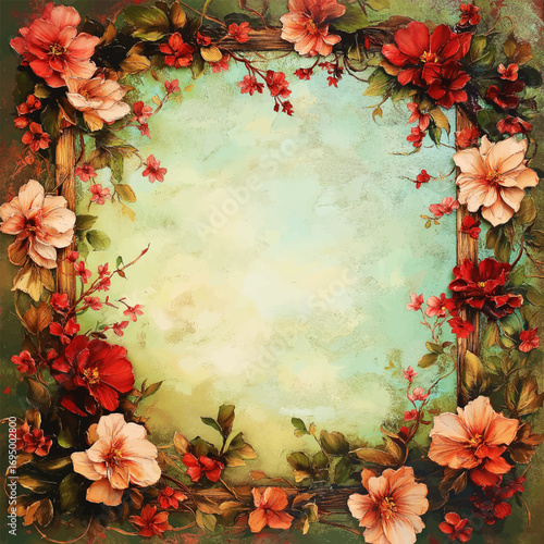 Floral Frame. The illustration features a delicate floral frame formed from exquisite buds and blooming flowers. Suitable for greeting cards, wedding, spring or vintage designs