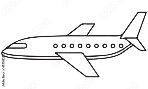 Simple Outline Drawing of a Passenger Airplane