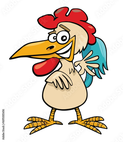 Funny Crazy Cartoon Chickens vector Illustration Set