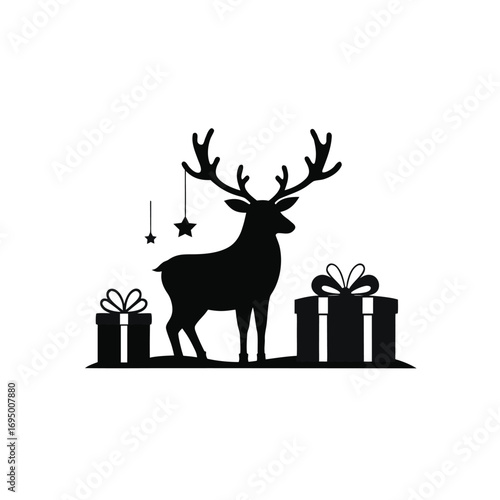 Christmas deer village design deer vector silhouette art illustration