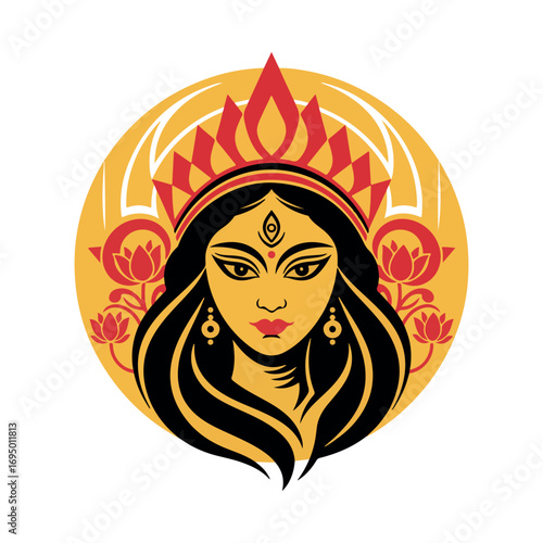 Abstract Modern Goddess Durga Face Vector Art