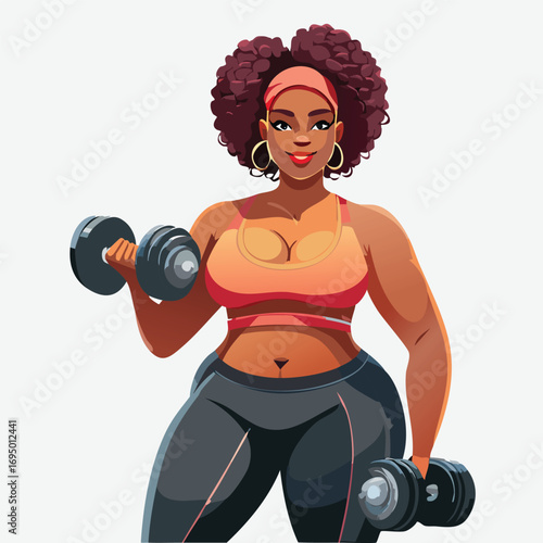 young woman lifting weights