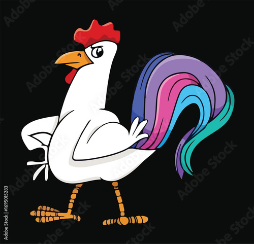 Funny Crazy Cartoon Chickens vector Illustration Set
