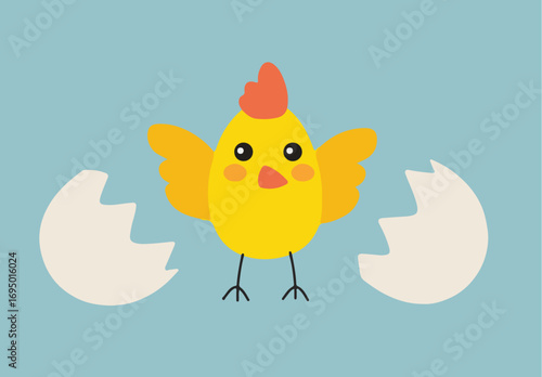 Funny Crazy Cartoon Chickens vector Illustration Set