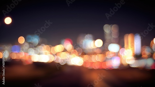Wallpaper Mural City lights at night with colorful bokeh effect – abstract urban background for design and creativity Torontodigital.ca