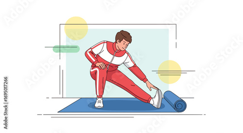 Illustration of a person stretching legs before or after exercise in a comfortable position
