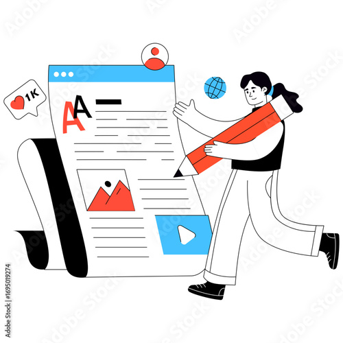Trendy vector design of book writing