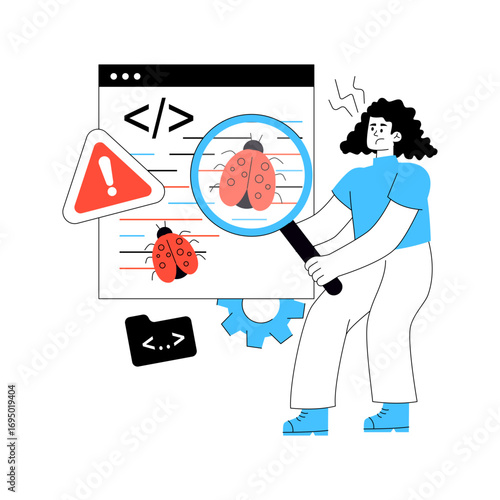 Virus under magnifying glass, debugging