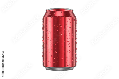 Refreshing Red Soda Can: Cold Drink in Aluminum Packaging