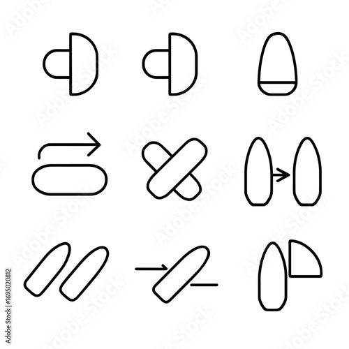 Nautical Light Symbols. Outline style icon of COLREGS Rule Symbols: port light red, starboard light green, stern light white,