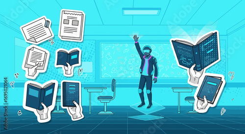 Augmented reality education with digital books and hologram teacher for modern learning and