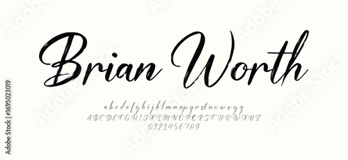 Signature Font Uppercase Lowercase And Number. Script Font Calligraphy Logotype elegant Font Type Font lettering handwritten. vector illustration  
