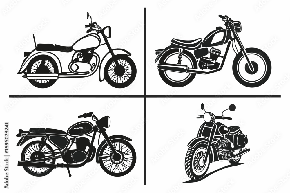 Obraz premium Motorcycle silhouette set