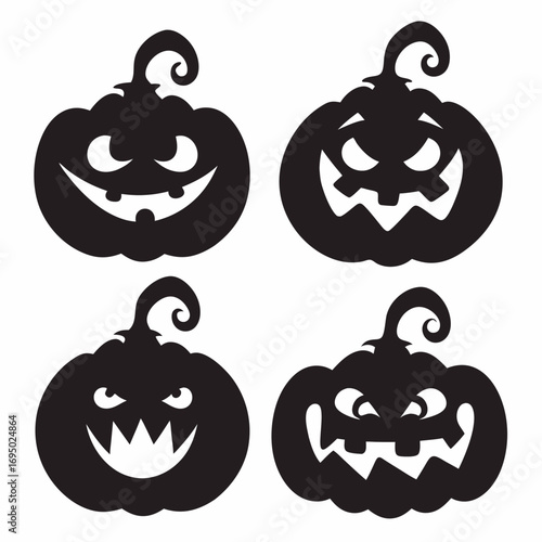 Scary Halloween pumpkin silhouettes Set