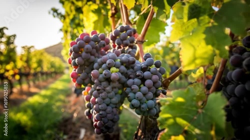 Wallpaper Mural Grapes ripening on the vine in a vineyard at sunset Torontodigital.ca