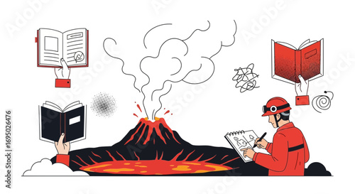 Conceptual illustration of disaster assessment learning and preparation for volcanic eruptions