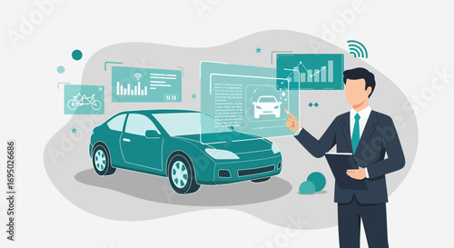 Connected Car Technology Interface Presentation for Modern Automotive Management System