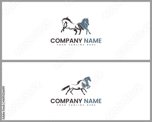 Elegant horse logo design two variations majestic equine symbol for branding and company identity