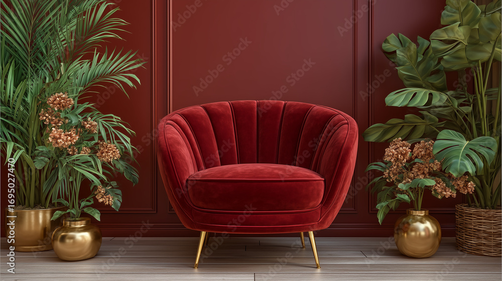 Obraz premium burgundy armchair in a room