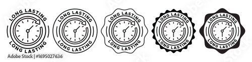 Long Lasting Label Vector Design | Durability Seal Badge Icon | Quality and Endurance Product Stamp
