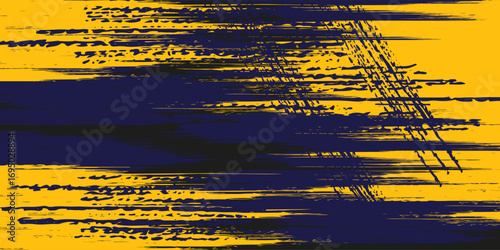 Abstract yellow-blue frame on a dark background. Sporty design in grunge style. Illustration for sports, athletics, training, workout, etc.