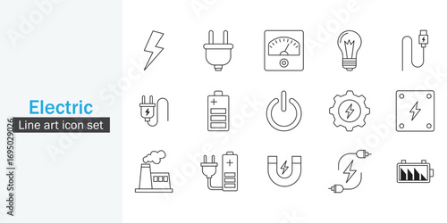 Electric Icon Bundle Line Art Design Vector Template