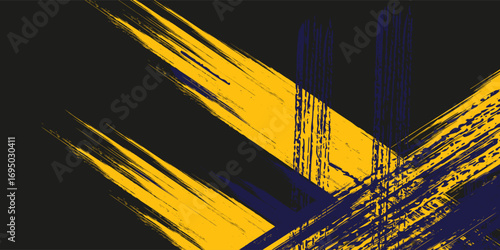 Abstract yellow-blue frame on a dark background. Sporty design in grunge style.modern Eps10