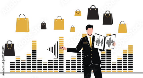 E-commerce financial analyst presenting the company's successful business growth