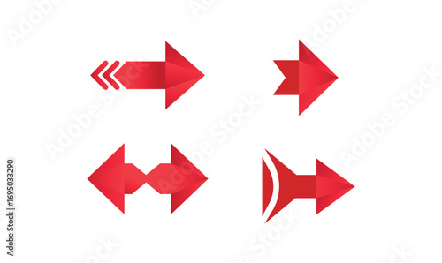 Geometric Red Arrow and Modern Arrows Vector Collection