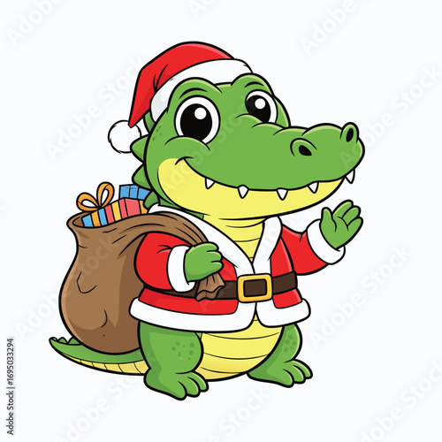 Cute Christmas Gator Delivering Presents