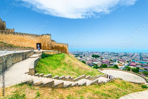 Observation deck of the ancient Citadel Naryn-Kala, Derbent fortress. Dagestan, Russia