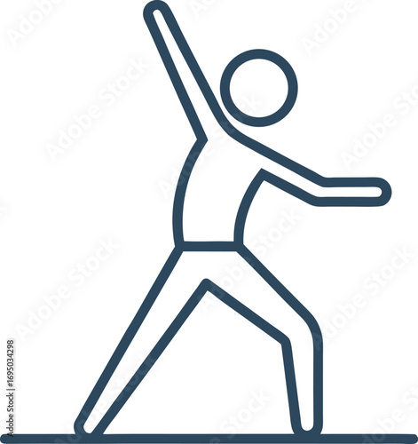 Vector art of simple line drawing of a person in a dynamic yoga pose.