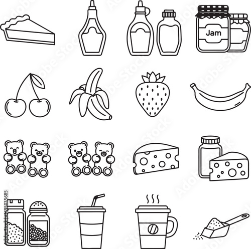 Set of Food and Drink Outline Icons