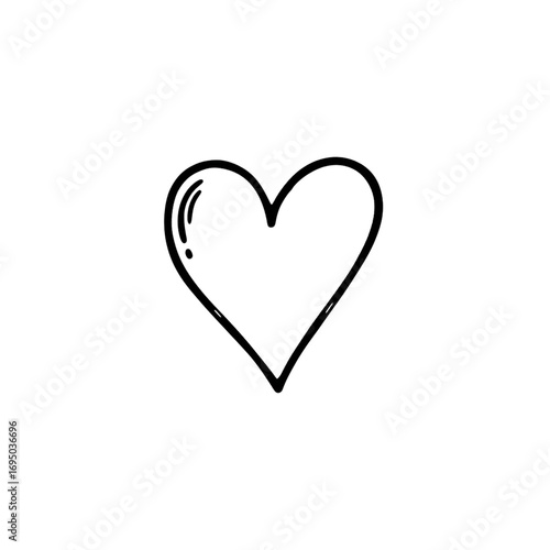 Minimalist Heart Drawing Sketch Icon Love Symbol Illustration Valentines Day Romance Graphic on transparent background