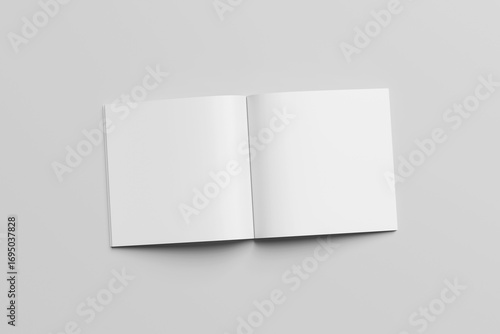 Blank square magazine open and cover