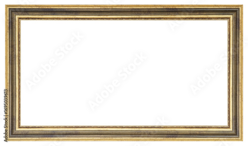 Old style vintage golden frame isolated on a white background