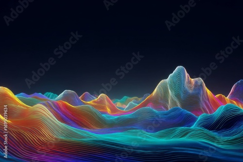 Surreal Neon Wave Flowing Through a Dreamlike Fantasy World