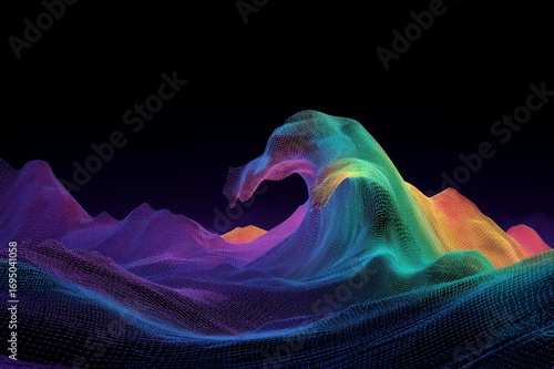 Surreal Neon Wave Flowing Through a Dreamlike Fantasy World