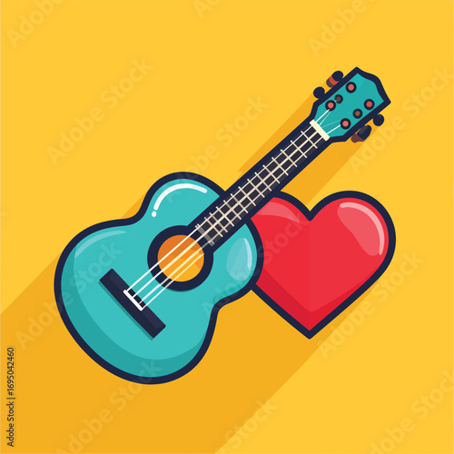 Guitar and Heart - A Musical Love Illustration.