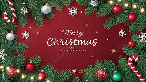 christmas greeting card with christmas tree