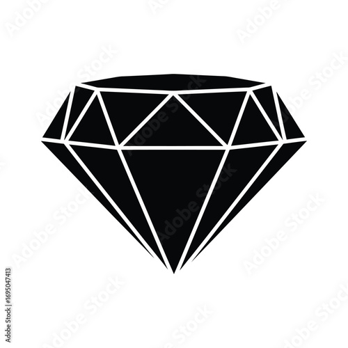 Striking black diamond silhouette with faceted geometric design